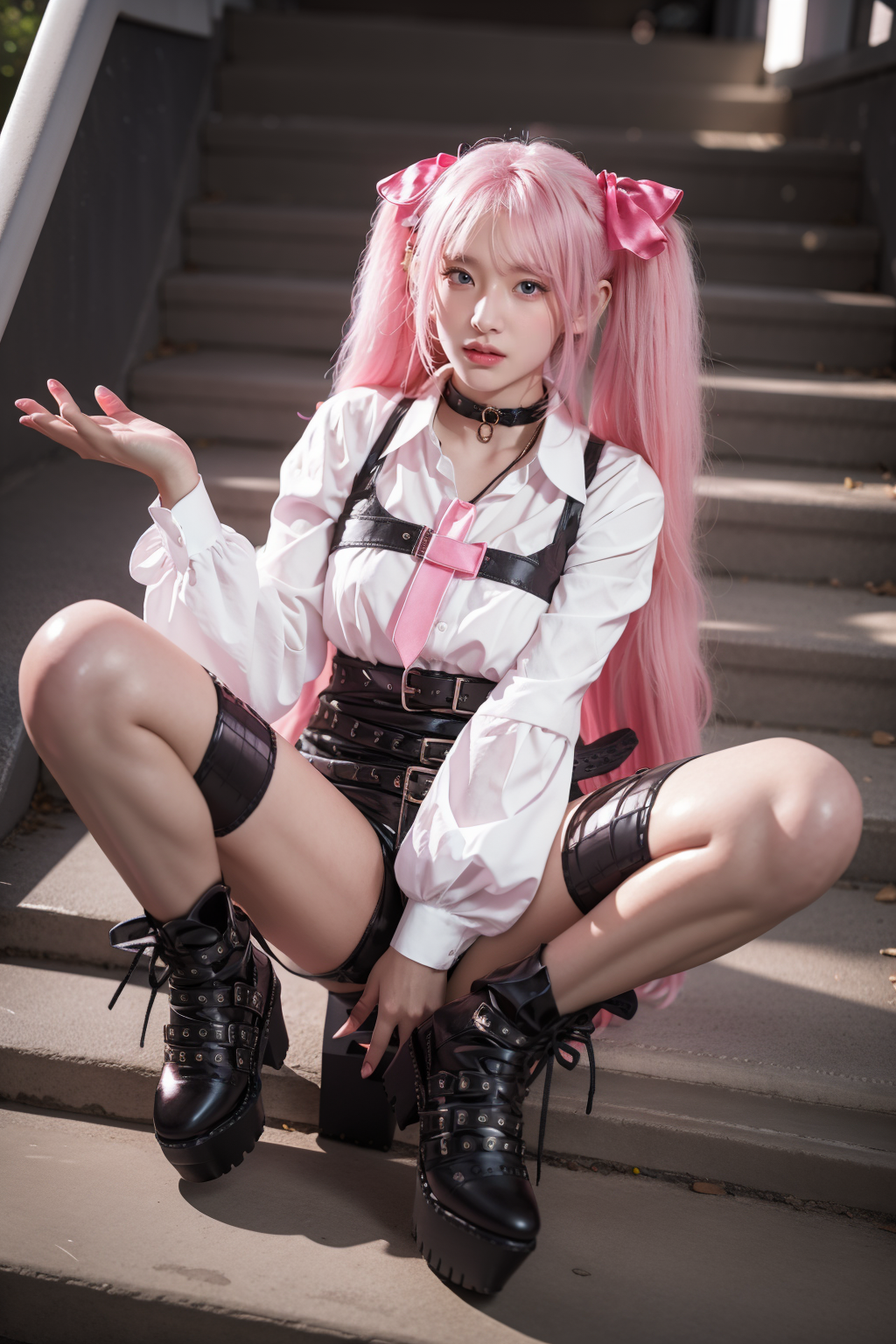 12901-952672214-1girl,solo,medium breasts,outdoors,_lora_GoodHands-beta2_1_,(sitting on stairs_1.1),(full body_1.2),spread legs,_lora_0192 Nikke.png